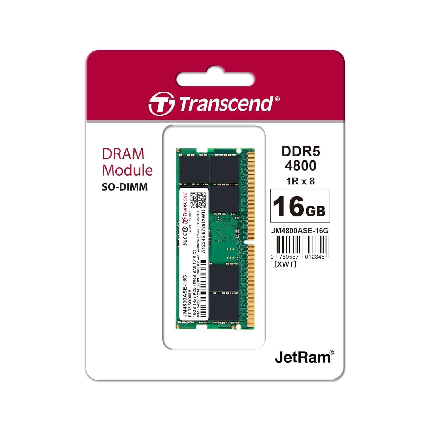 Transcend JetRam DDR5 4800 MHz SODIMM CL40 1.1V Laptop RAM | 8GB, 16GB, 32GB Transcend JetRam DDR5 4800 MHz SODIMM CL40 1.1V Laptop RAM | 8GB, 16GB, 32GB